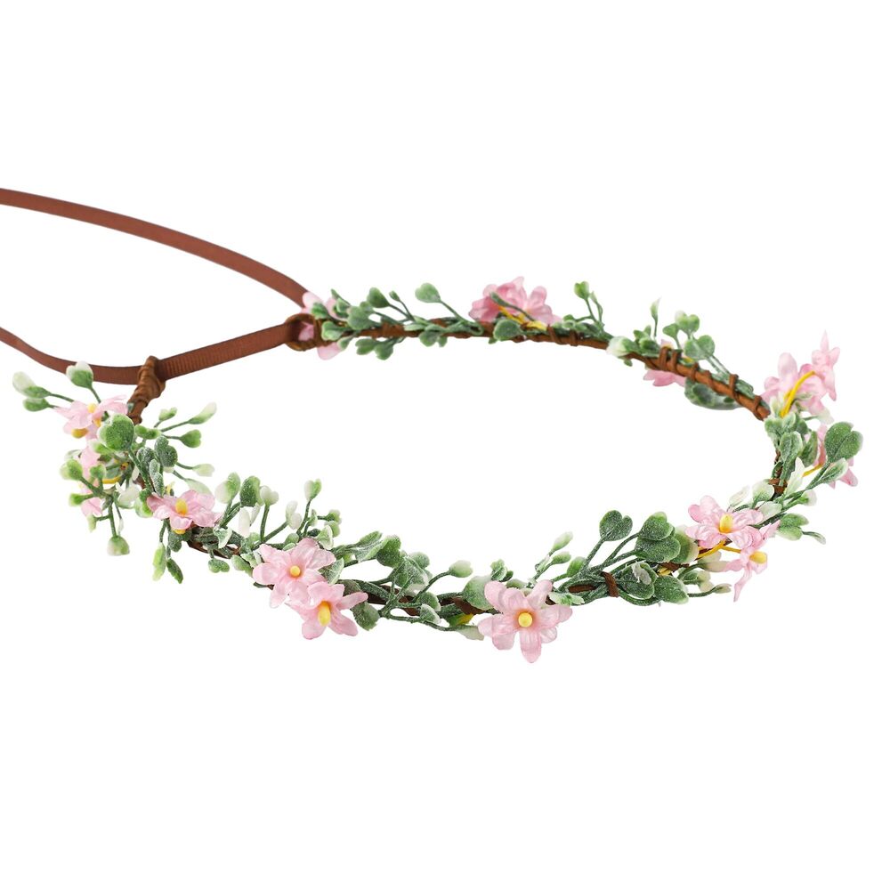 5838 Handmade Pink Flower Crown Girls Hair Wreath Bridal Flower Headband